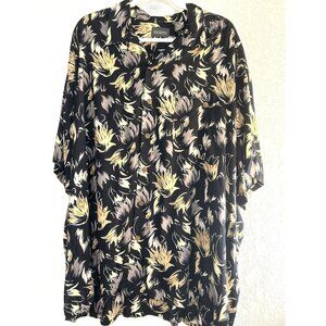 Mens Wear Alexander Lloyd Shirt Hawaiian Black Floral Print Short Sleeves Chest